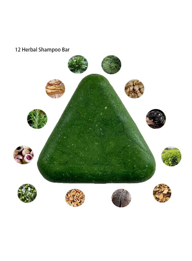 Seven Green بار شامبو صلب عشبي من ناتشر | 12 مستخلص نباتي لتنظيف الشعر | صابون شامبو يدوي أخضر - Image 3